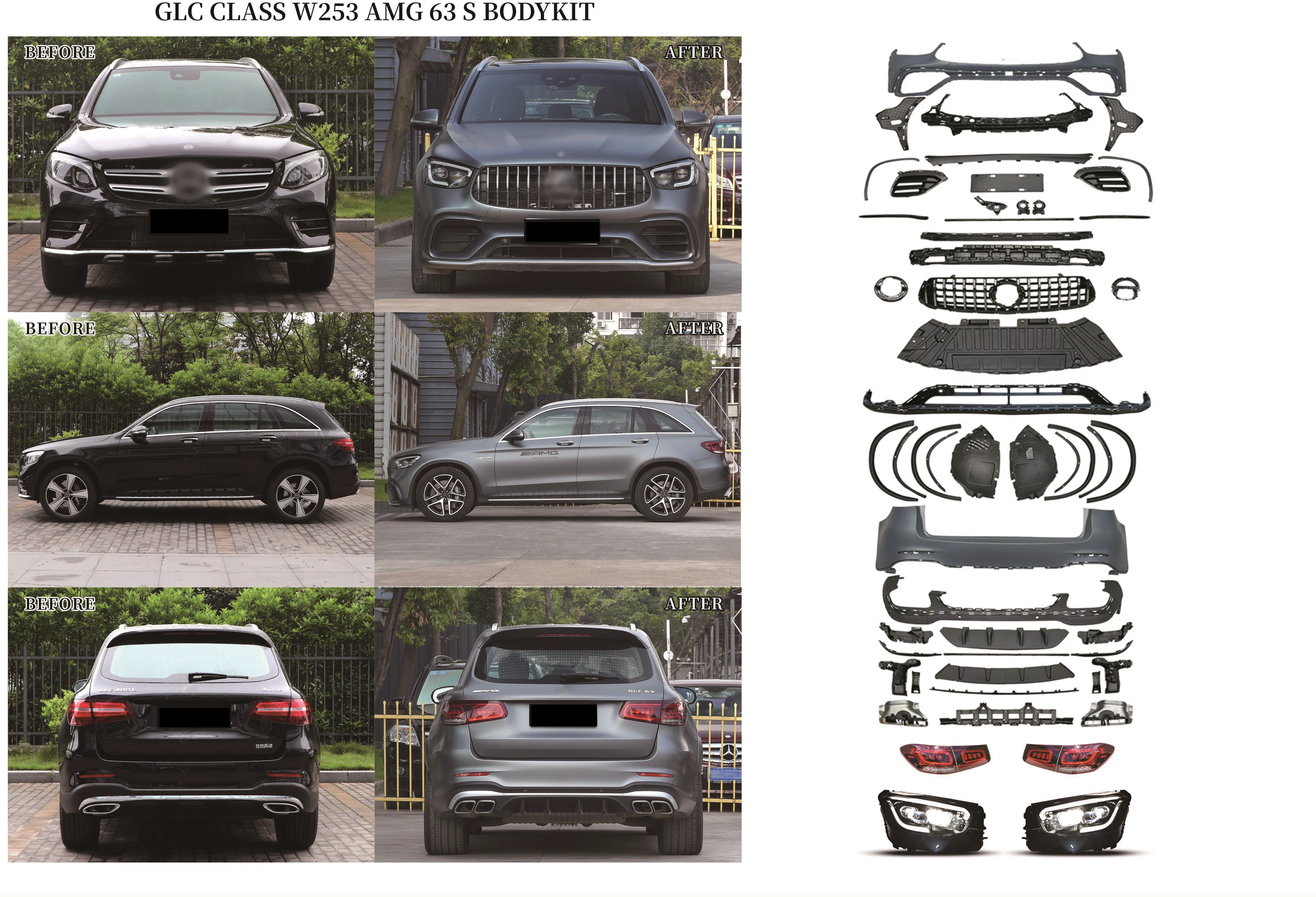 Popular Hot Sale Newest Car Body Kit for Mercedes Benz Glc Class X253  2016-2019 Transform Into Glc63 Amg Style - China Bumper, Grille