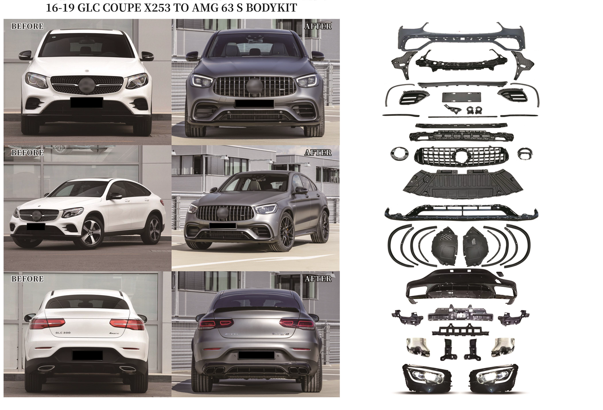 Mercedes GLC Coupe X253 2016-2019 to AMG 63 S Body Kit Conversion