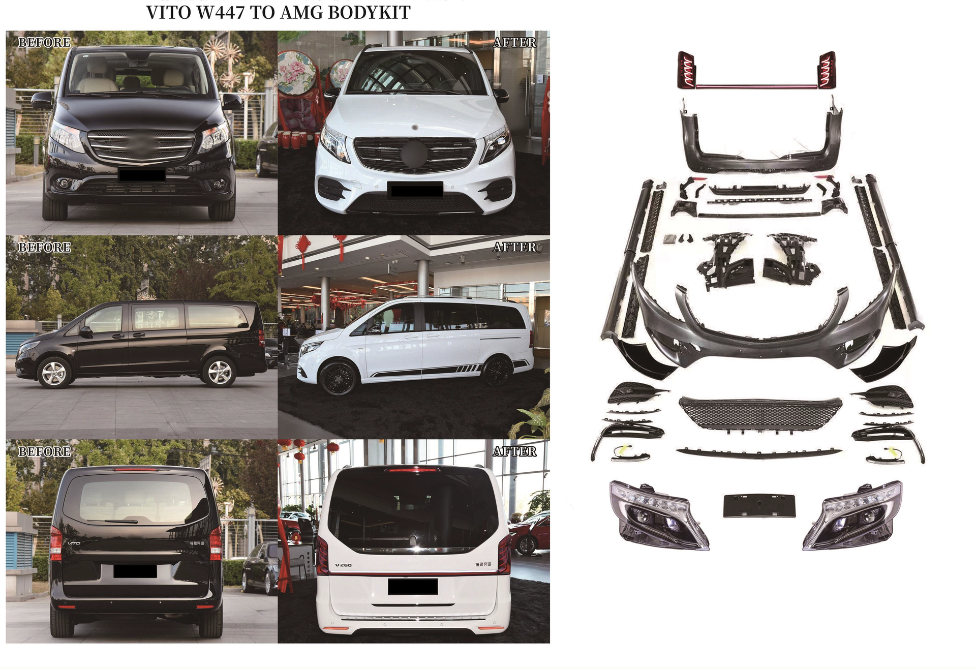 CONVERSION BODY KIT FOR MERCEDES BENZ VITO W639 TO V-CLASS W447